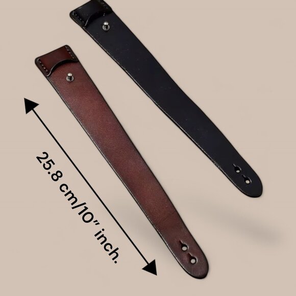 Leather Men's Unisex Cognac Retro Cuff Bracelet Wristband Western Minimalist - Picture 3 of 6